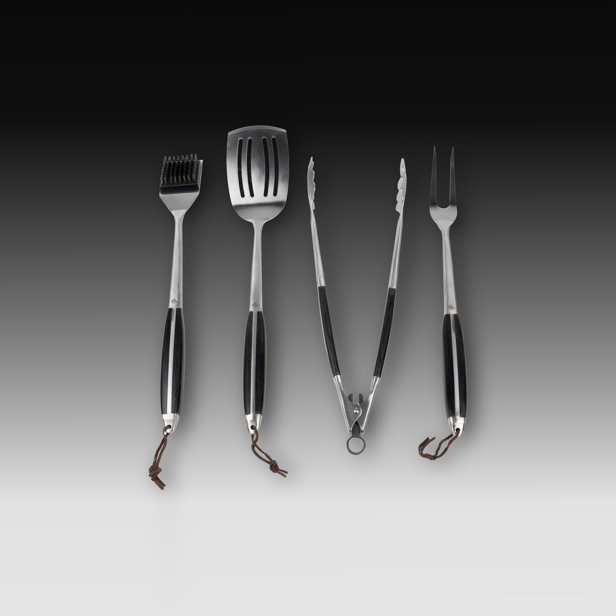 Titan Kamado BBQ Toolset 4 pcs – Stainless Steel - Black Wood handle