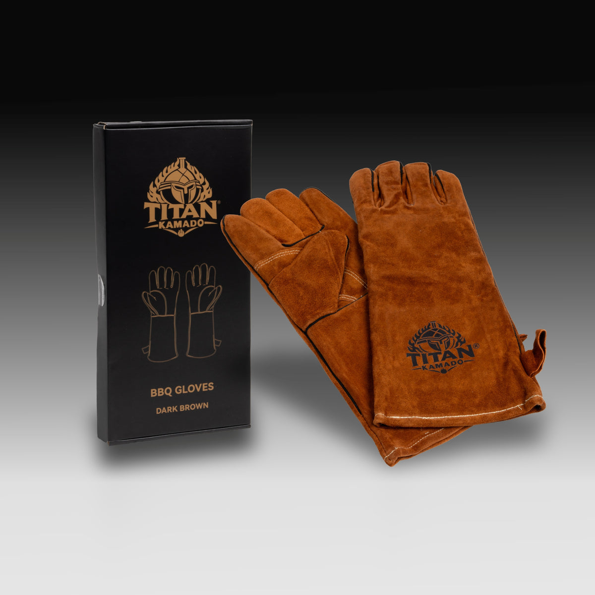 Titan Kamado Leather BBQ Gloves Brown
